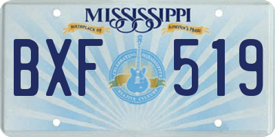 MS license plate BXF519