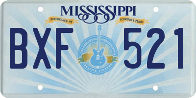 MS license plate BXF521