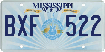 MS license plate BXF522