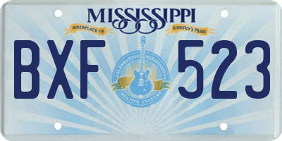 MS license plate BXF523