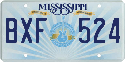 MS license plate BXF524