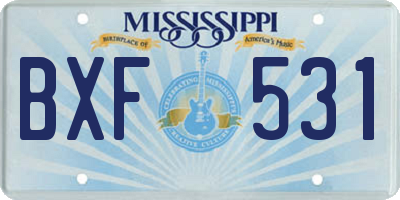 MS license plate BXF531
