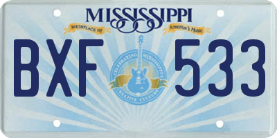 MS license plate BXF533