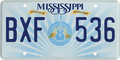 MS license plate BXF536