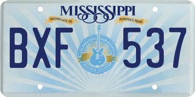 MS license plate BXF537