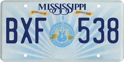 MS license plate BXF538