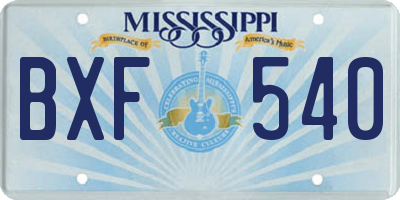 MS license plate BXF540