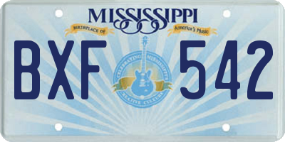 MS license plate BXF542