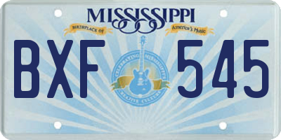 MS license plate BXF545