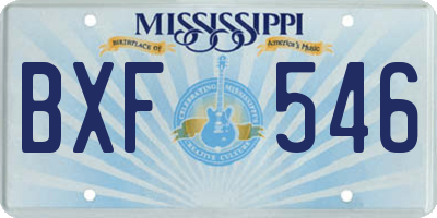MS license plate BXF546