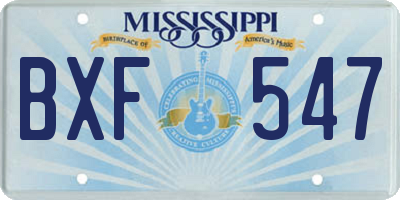 MS license plate BXF547