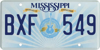 MS license plate BXF549