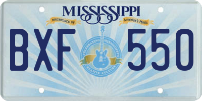 MS license plate BXF550