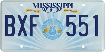 MS license plate BXF551