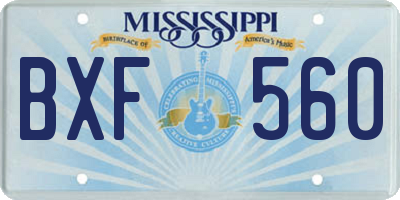 MS license plate BXF560