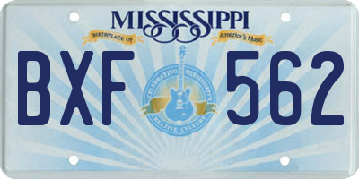 MS license plate BXF562