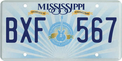 MS license plate BXF567