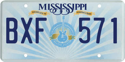 MS license plate BXF571