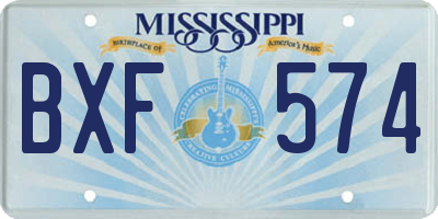 MS license plate BXF574