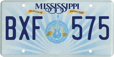 MS license plate BXF575