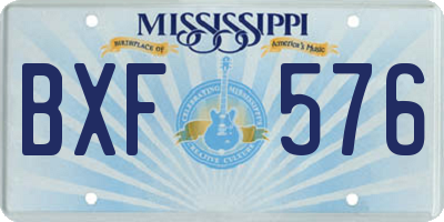 MS license plate BXF576