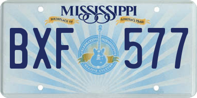 MS license plate BXF577
