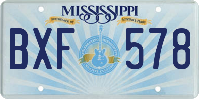 MS license plate BXF578