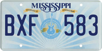 MS license plate BXF583