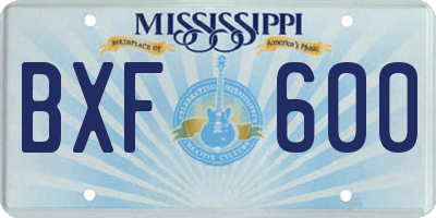 MS license plate BXF600