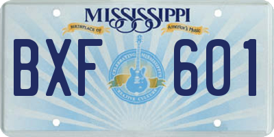 MS license plate BXF601