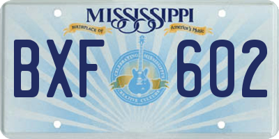MS license plate BXF602