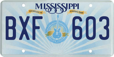 MS license plate BXF603