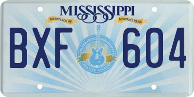 MS license plate BXF604
