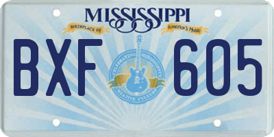 MS license plate BXF605