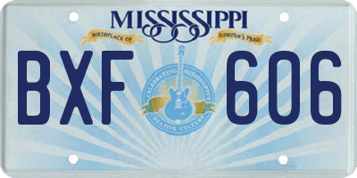 MS license plate BXF606