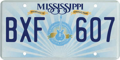 MS license plate BXF607