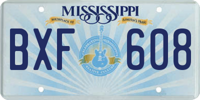 MS license plate BXF608