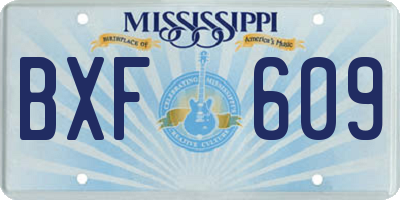 MS license plate BXF609