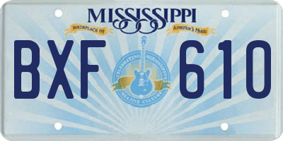 MS license plate BXF610