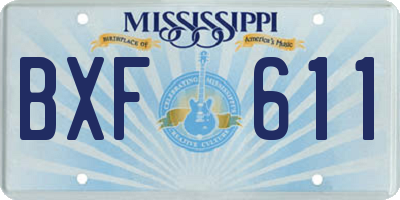 MS license plate BXF611