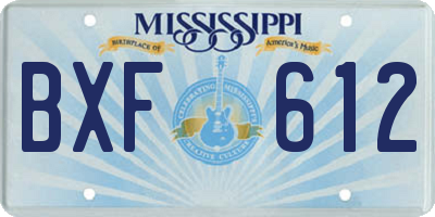 MS license plate BXF612