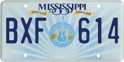 MS license plate BXF614