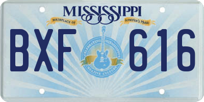 MS license plate BXF616