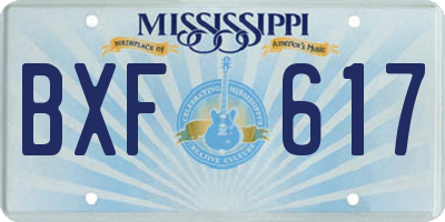 MS license plate BXF617