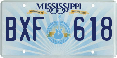 MS license plate BXF618