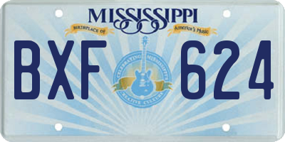 MS license plate BXF624