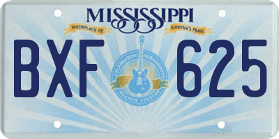 MS license plate BXF625