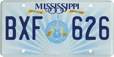MS license plate BXF626