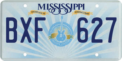 MS license plate BXF627
