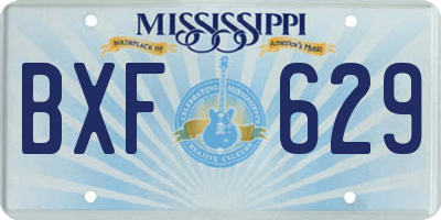 MS license plate BXF629